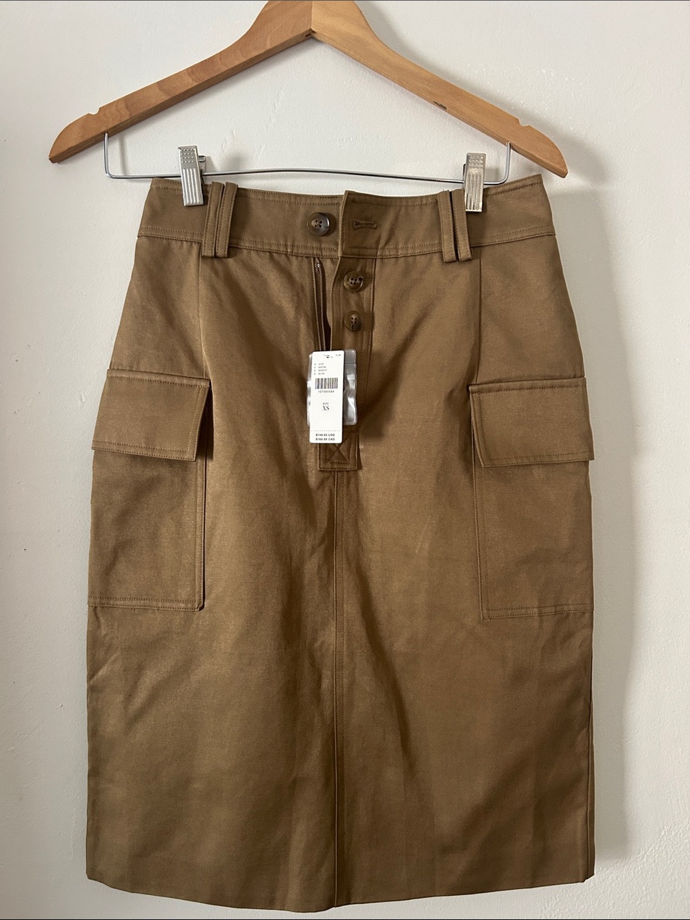 Anthropologie Tan Button-Front Cargo Pencil Skirt